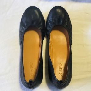 J. Crew Black Leather Flats, Size 7 1/2,